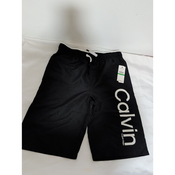 Calvin Klein Swimwear Shorts Boys L (14/16)  Black  Polyester Mesh Elastic Waist - Picture 1 of 5